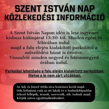 Szent István Nap - Közlekedési információ