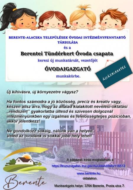 Álláshirdetés - Óvodaigazgató